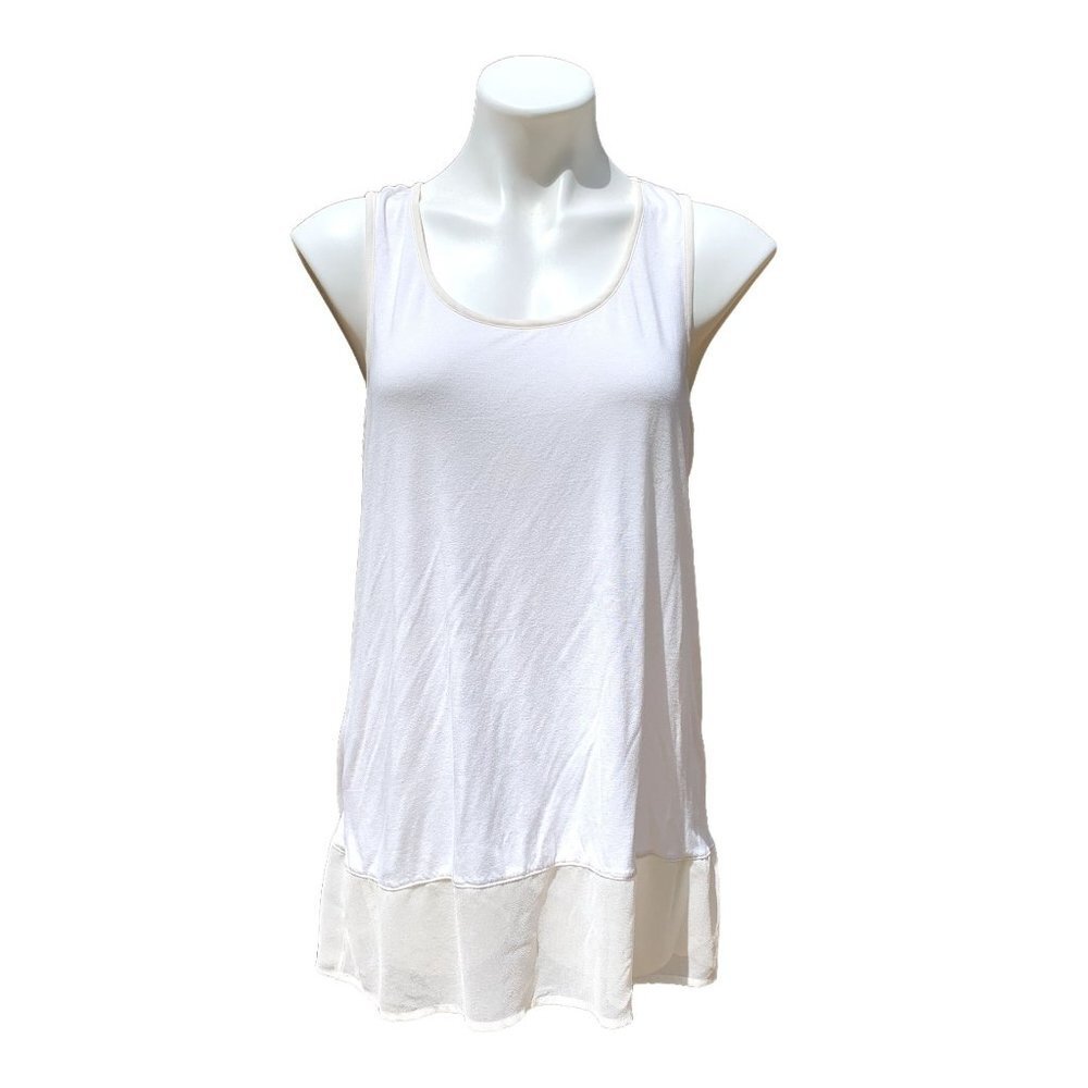 Lane Bryant Women's Sleeveless Shirt Jersey Knit Georgette Hem White 14/16